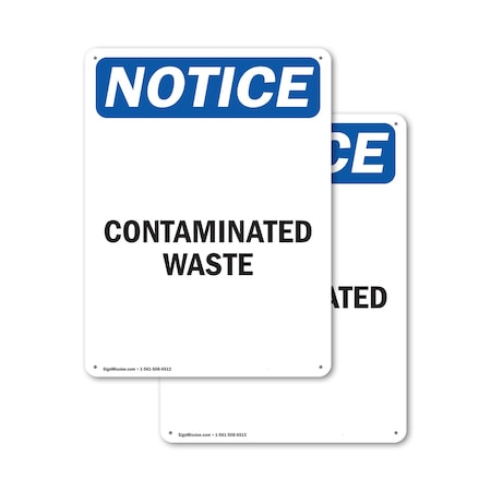 Signmission Contaminated Waste, 10 in W x Rectangle, Plastic OS-2PACK-NS-P-1014-V-10811